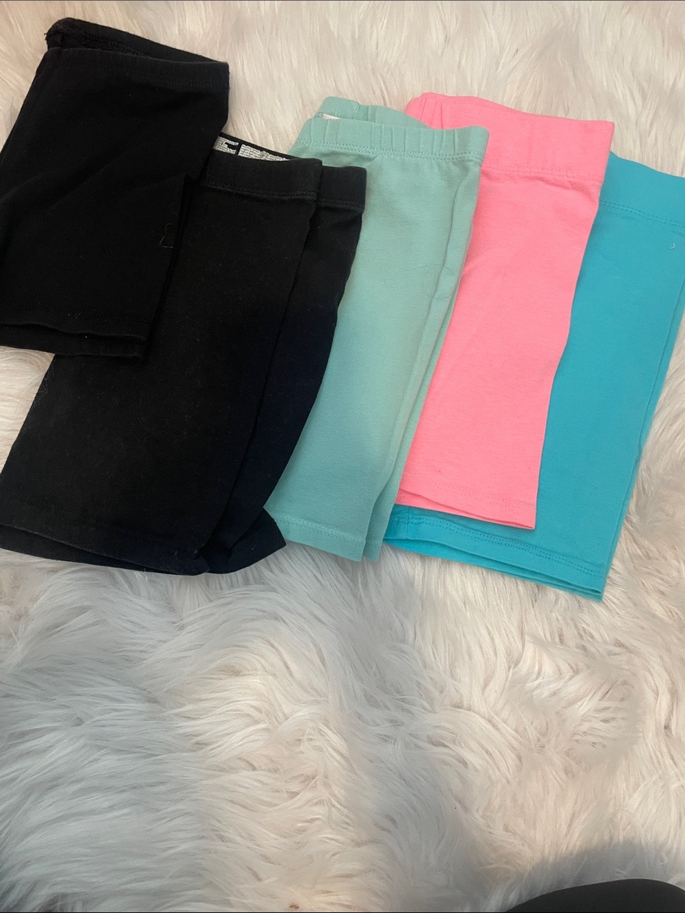 Kids Basic Bike Shorts - Black, Mint, Pink, Teal / 5 pairs